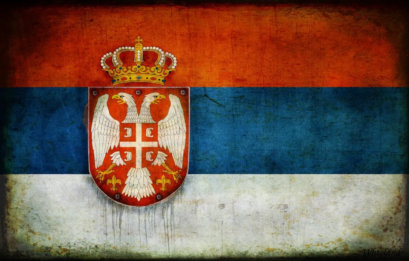 Фото обои флаг, герб, Сербия