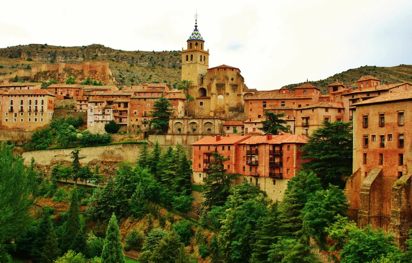 Фото обои город, фото, дома, Испания, Aragon Albarracin