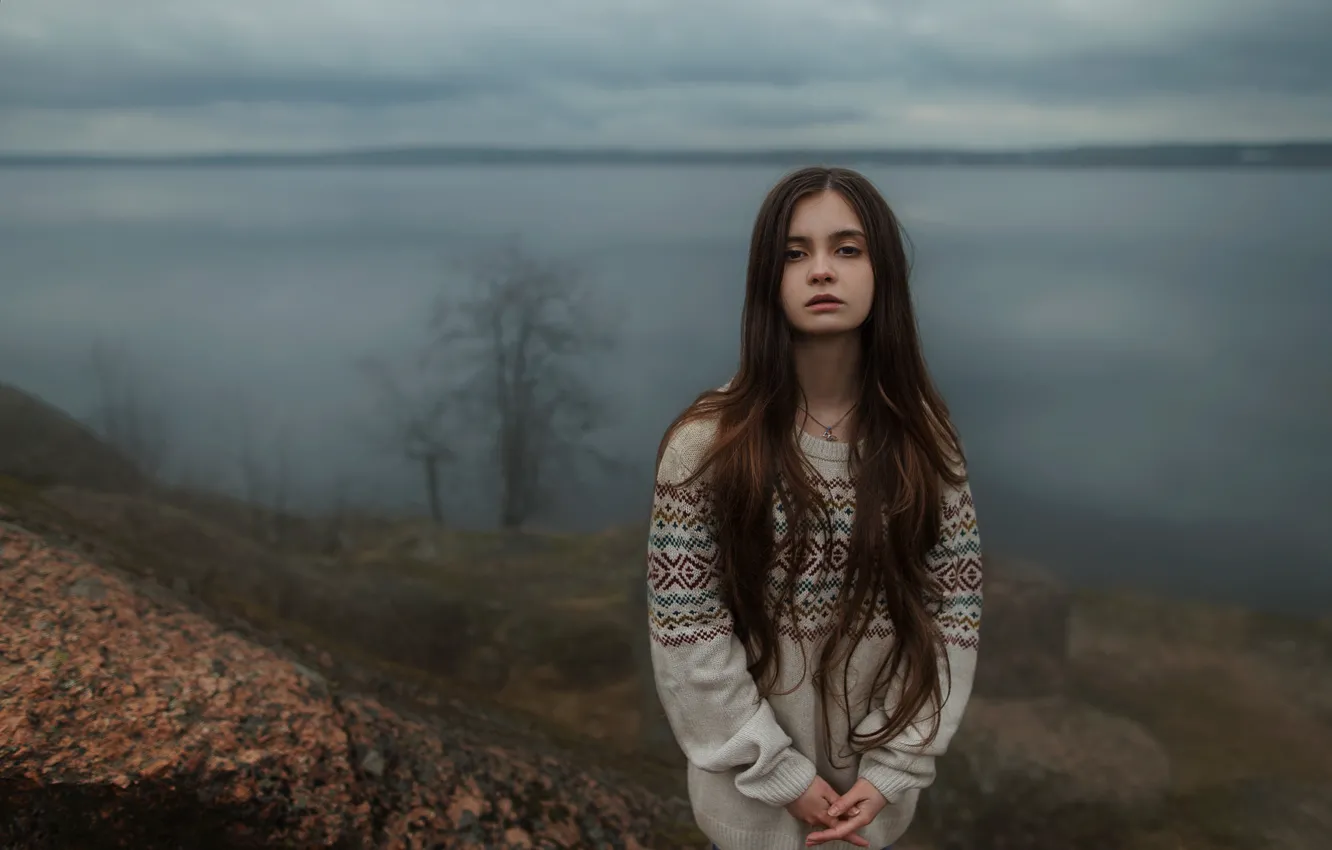 Фото обои взгляд, девушка, лицо, узоры, милая, модель, портрет, утро
