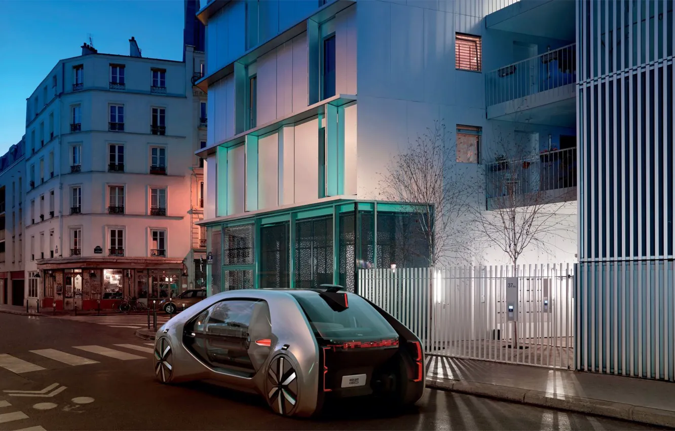 Фото обои машина, улица, вечер, Renault, electric cars, Renault EZ-GO