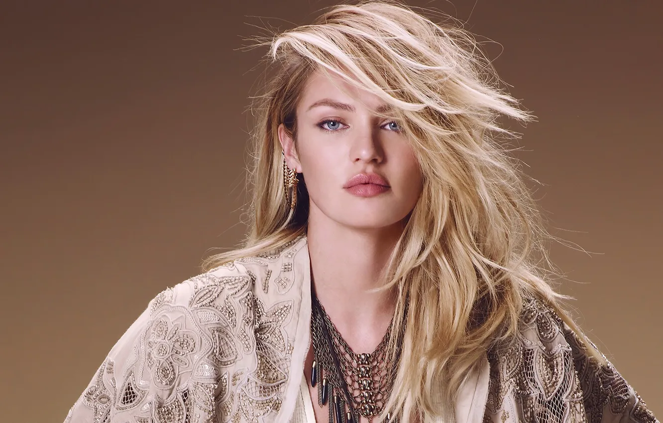 Фото обои взгляд, девушка, украшения, лицо, волосы, портрет, блондинка, Candice Swanepoel
