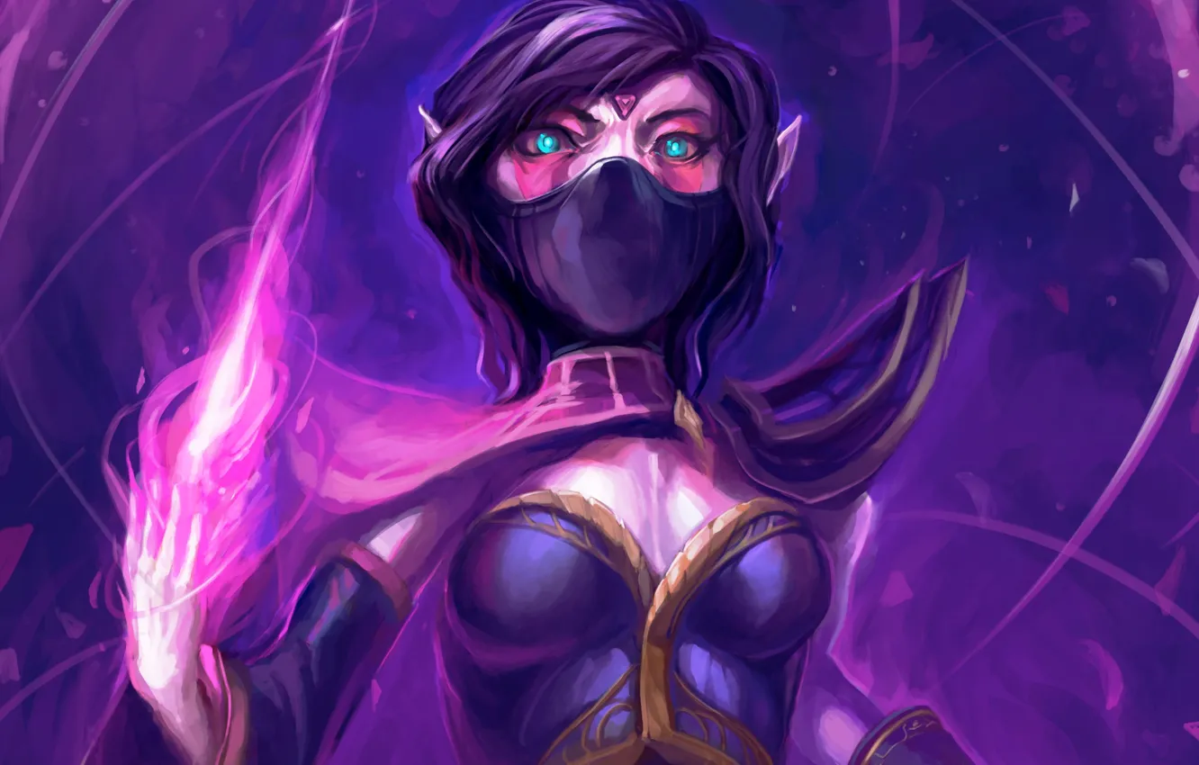 Фото обои девушка, магия, арт, голубые глаза, Dota 2, Lanaya, Templar Assassin, Cryotube