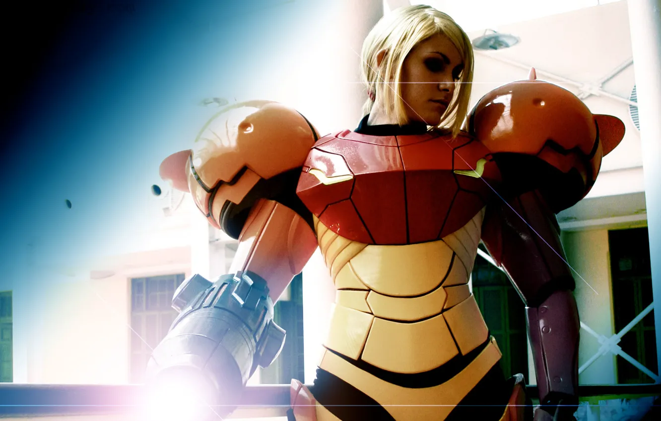 Фото обои девушка, броня, cosplay, samus aran, Metroid, Metroid Prime