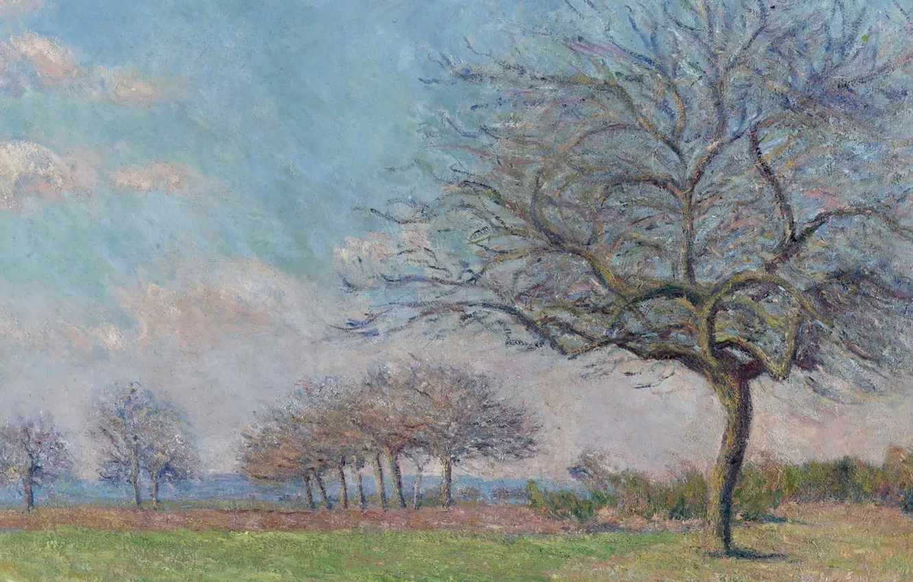 Фото обои деревья, пейзаж, картина, импрессионизм, Живерни, Бланш Моне, Blanche Hoschede-Monet