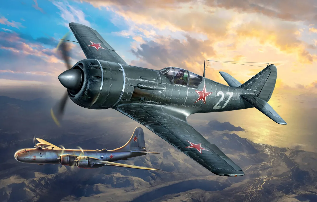 Фото обои СССР, Ла-11, Поршневой истребитель, Боевоей самолёт