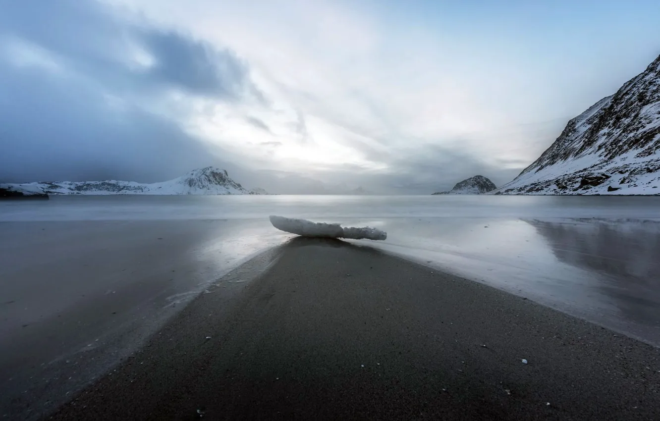 Фото обои лед, море, берег