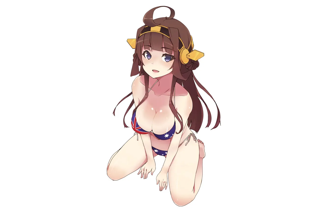Фото обои girl, sexy, cleavage, long hair, brown hair, boobs, anime, beautiful
