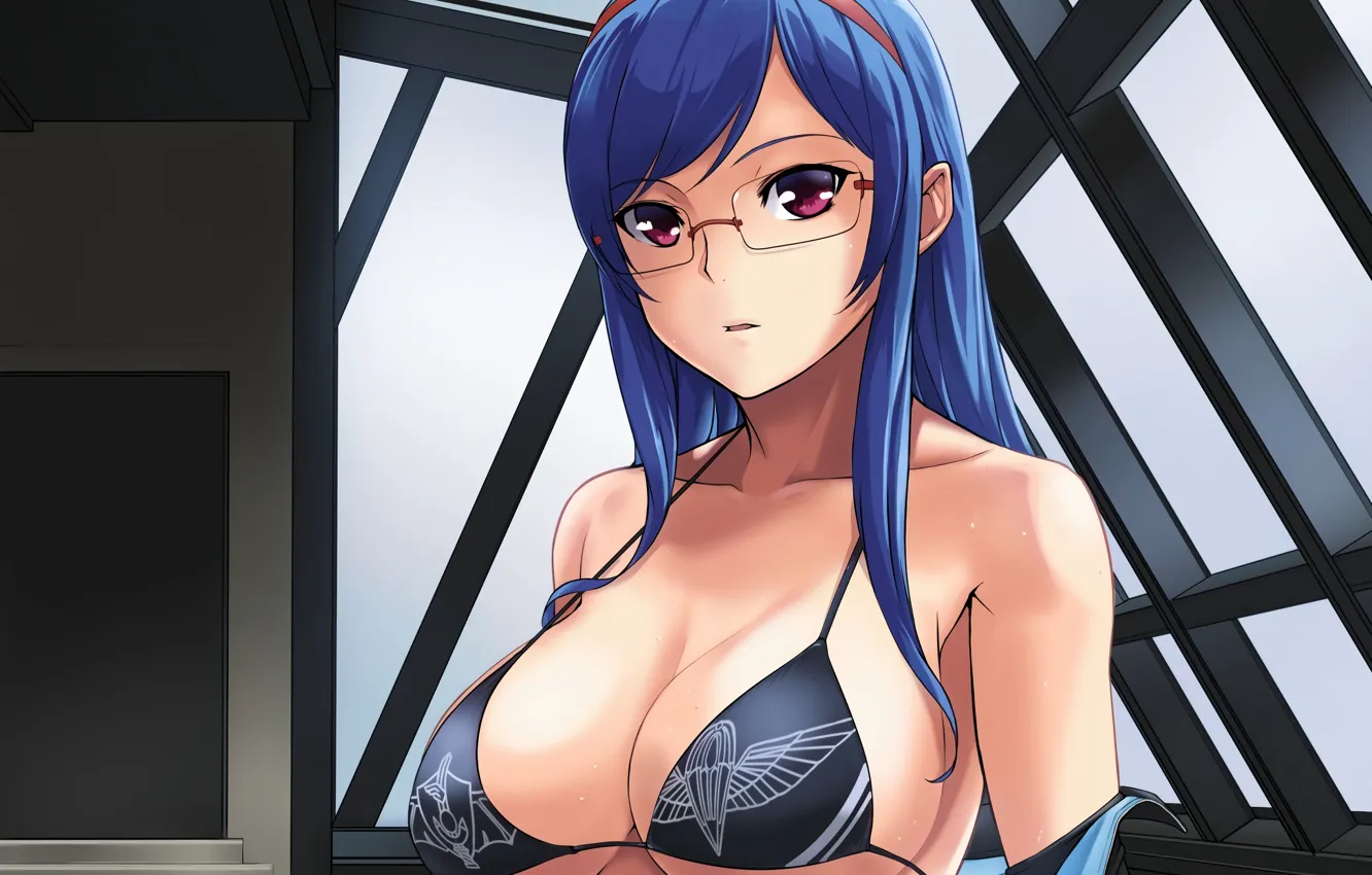 Фото обои girl, sexy, cleavage, long hair, boobs, anime, beautiful, pretty