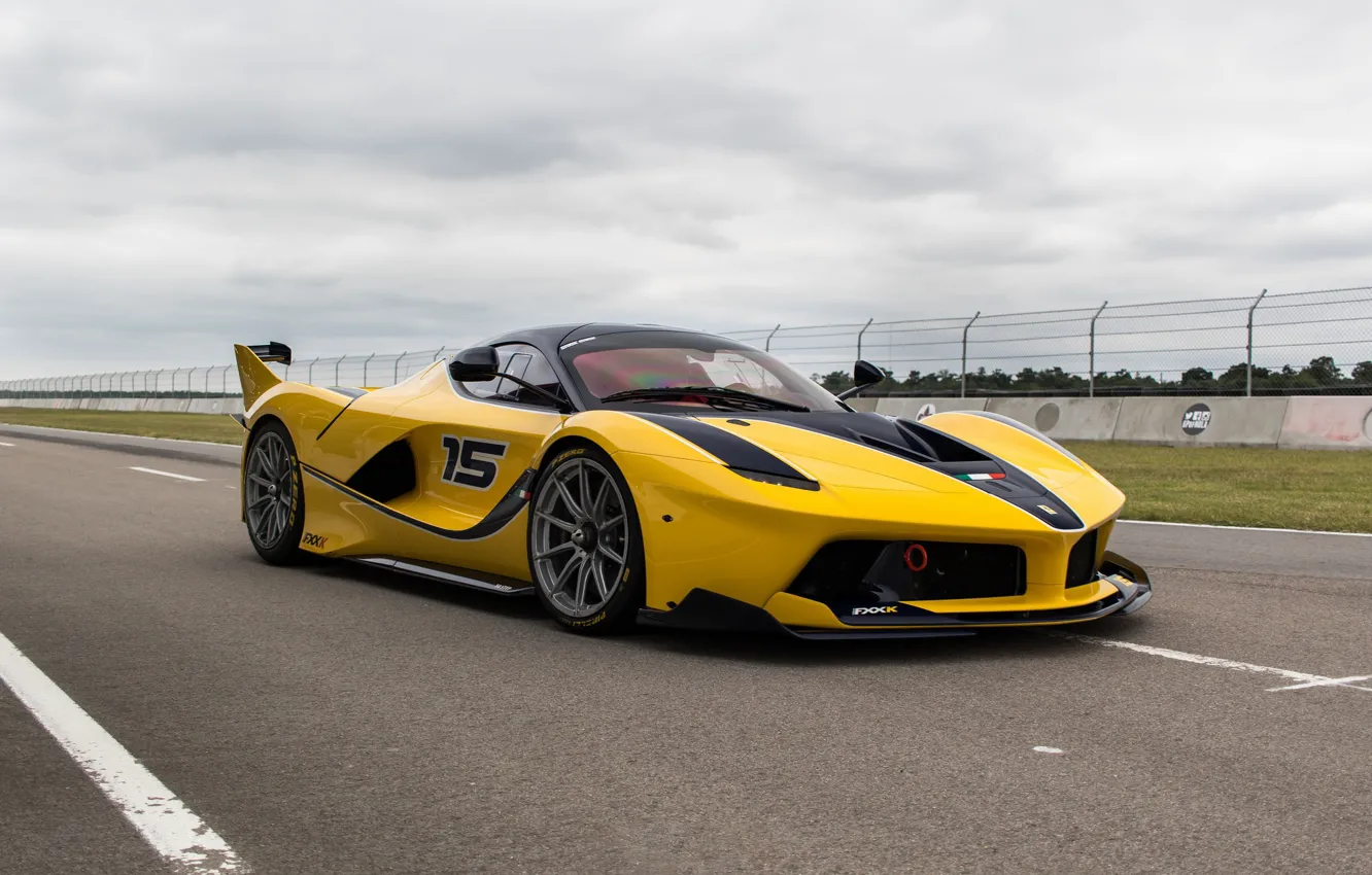 Фото обои Ferrari, Yellow, Sport, FXXK