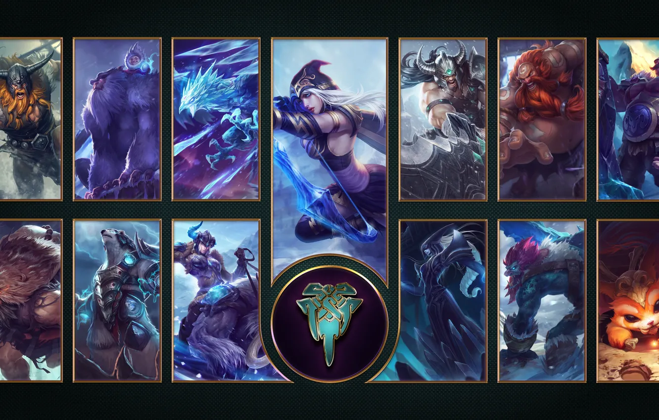 Фото обои wallpaper, logo, game, bear, blizzard, snow, League of Legends, LOL