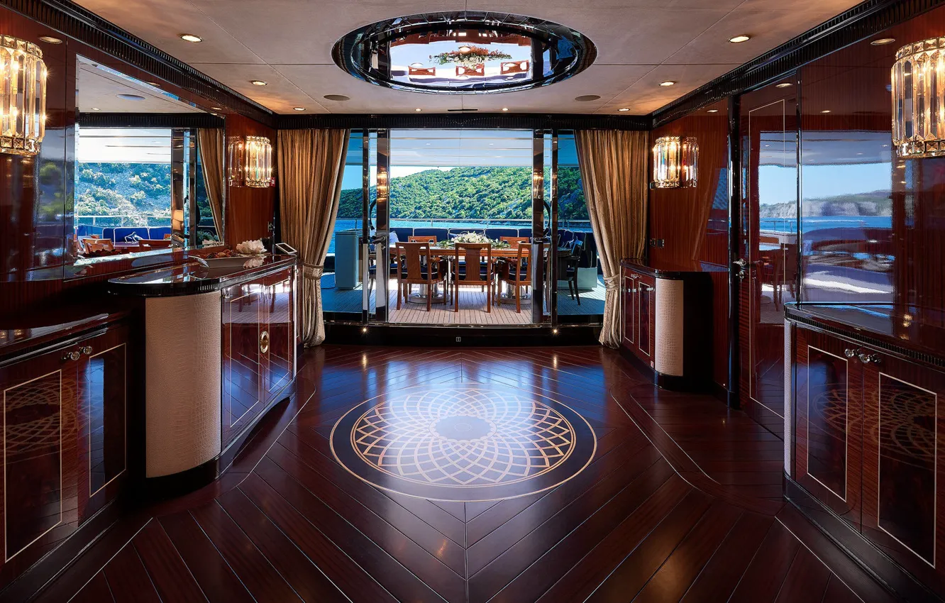 Фото обои дизайн, стиль, интерьер, салон, Luxury yacht interior design, главная палуба, Yacht Sanlorenzo-SD126, Роскошная яхта
