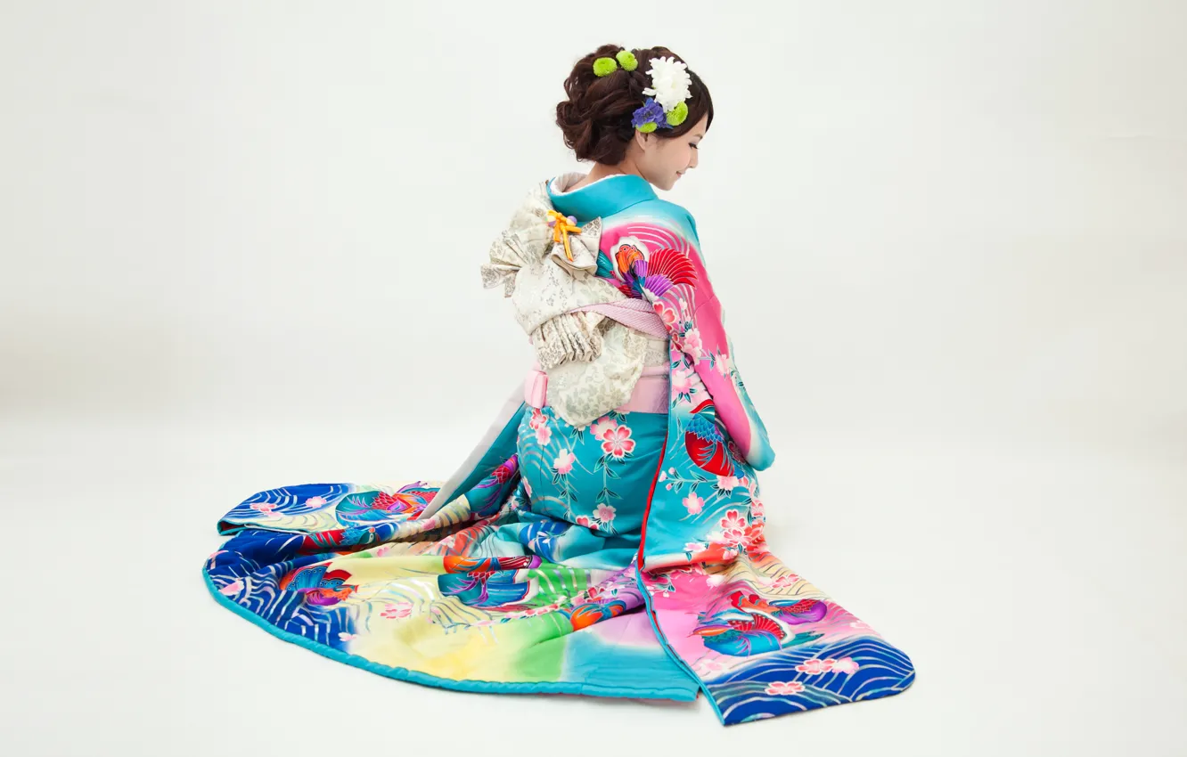 Фото обои девушка, Япония, кимоно