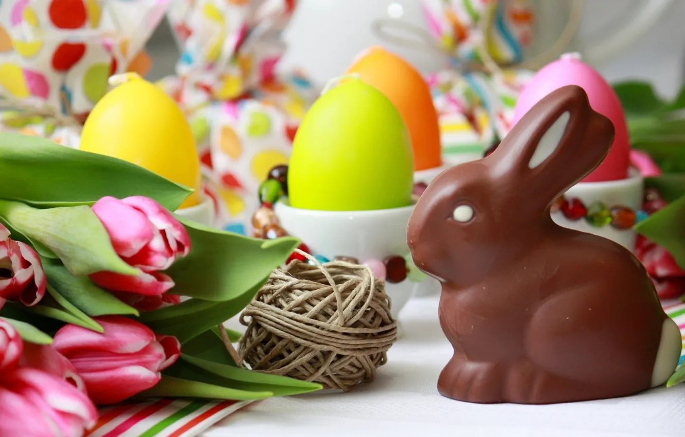 Фото обои праздник, яйца, пасха, шоколадный заяц