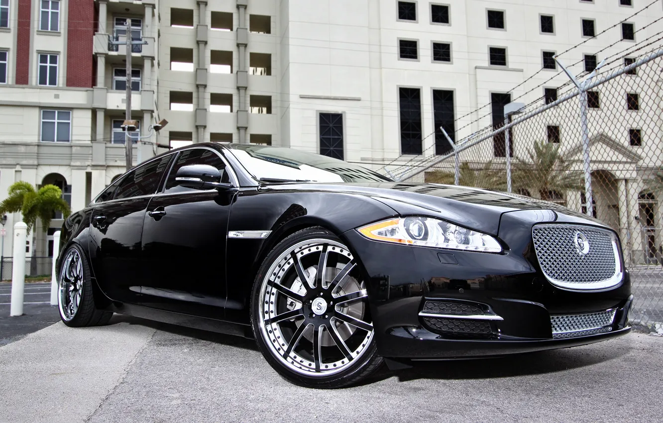 Фото обои черный, тюнинг, Jaguar, ягуар, black, tuning, XJL