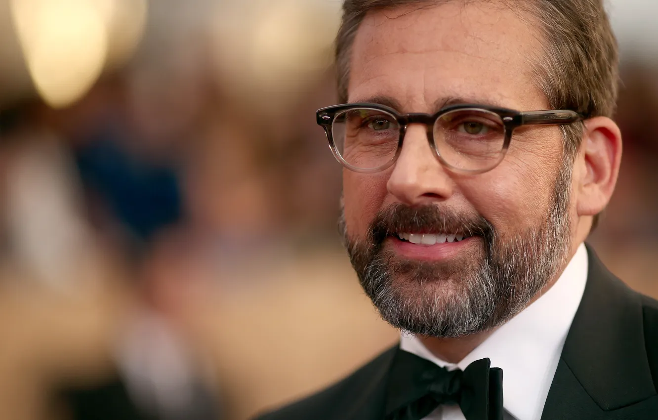 Фото обои портрет, очки, костюм, борода, актёр, боке, Steve Carell, Стив Карелл