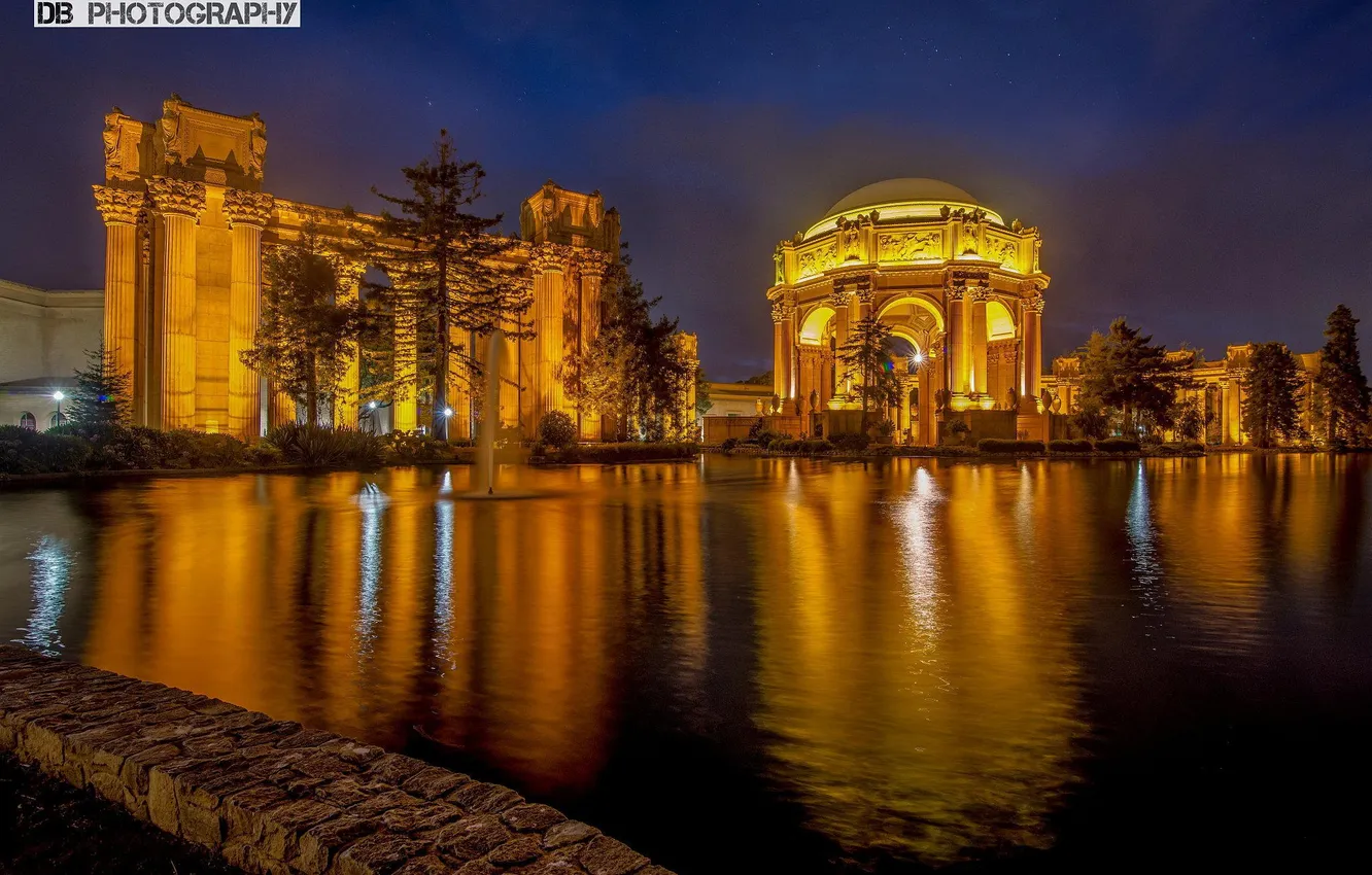 Фото обои ночь, Мексика, Palace of Fine Arts, Дворец изящных искусств, Мехико