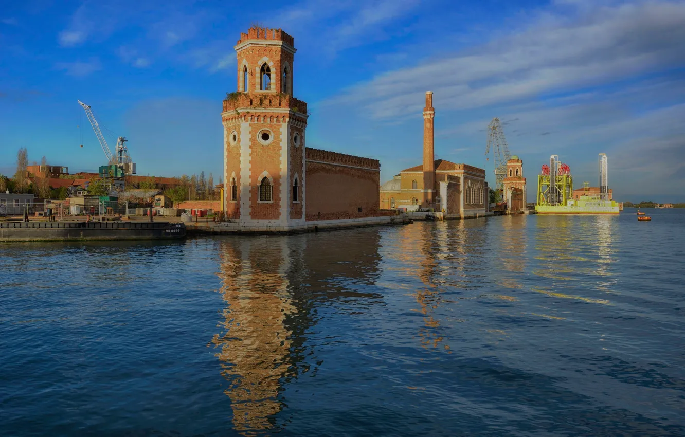 Фото обои башня, Италия, Венеция, канал, Арсенал