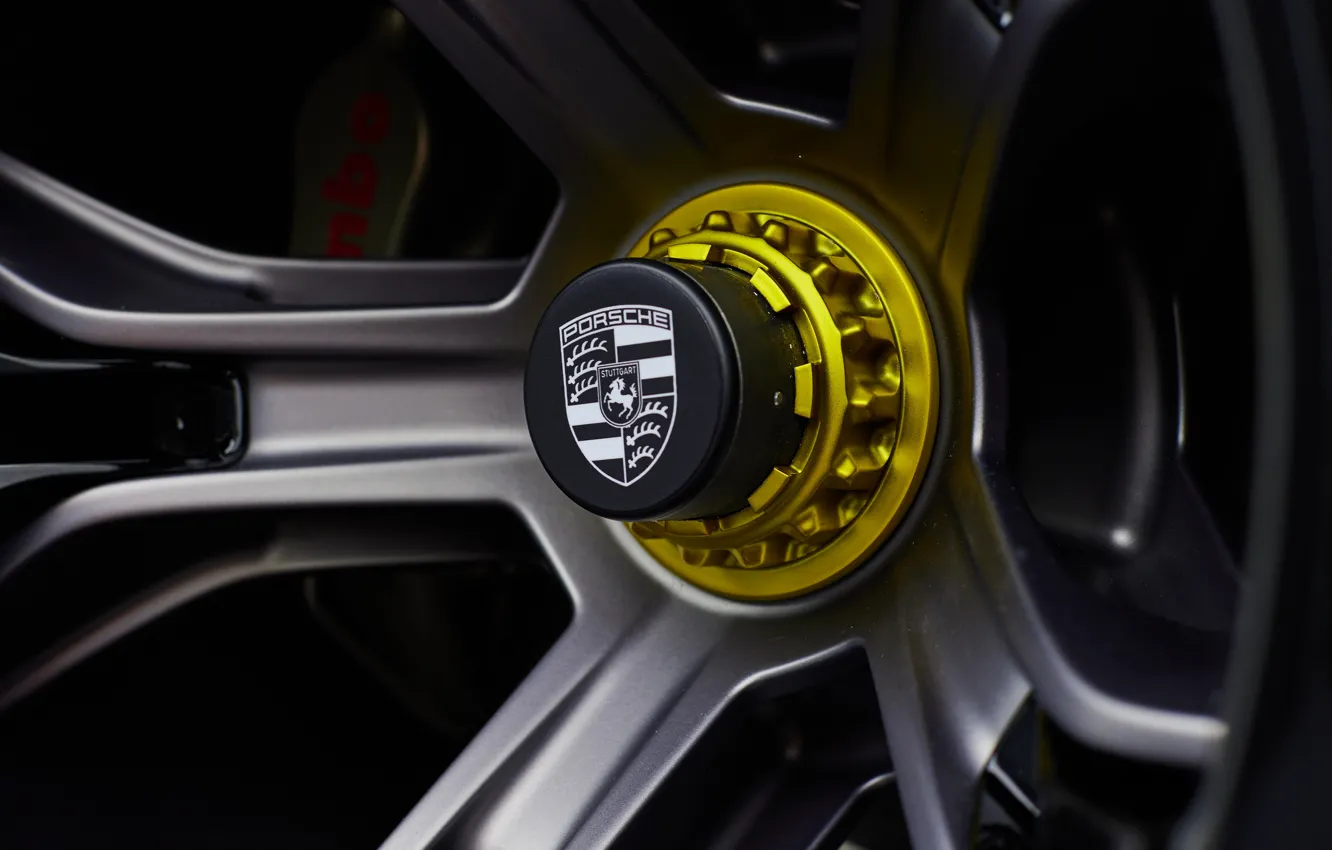 Фото обои Porsche, logo, close-up, wheel, Mission R, Porsche Mission R
