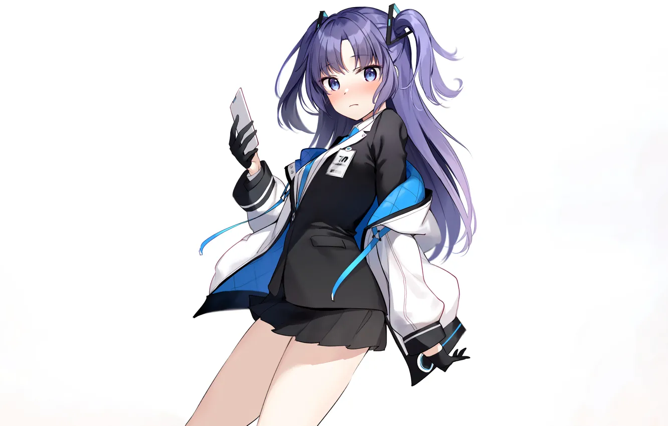 Фото обои girl, sexy, long hair, anime, blue eyes, beautiful, pretty, blazer