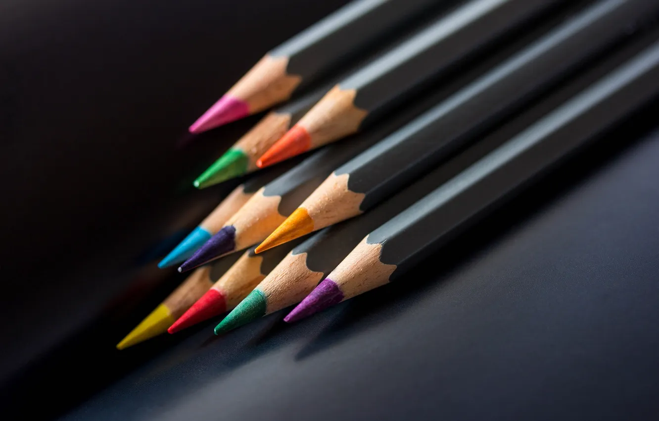Фото обои макро, фон, цвет, карандаши