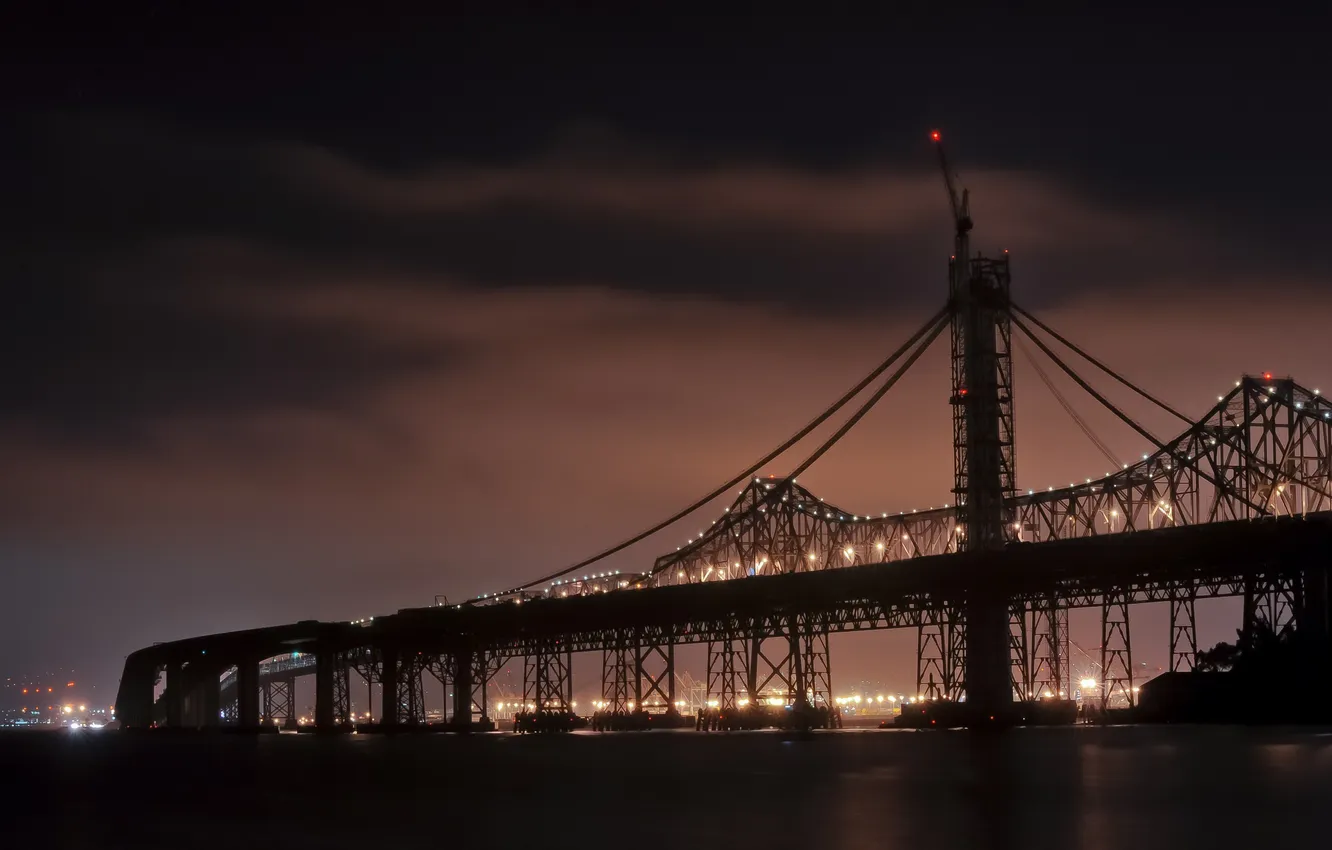 Фото обои california, калифорния, night, san francisco, bay bridge