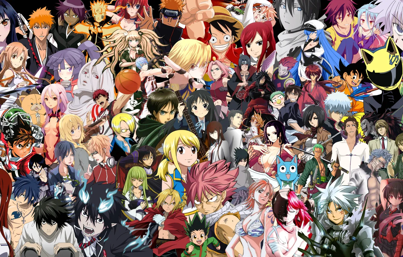 Фото обои Bleach, Death Note, Naruto, One Piece, Ao no Exorcist, Beelzebub, Fullmetal Alchemist, Fairy Tail
