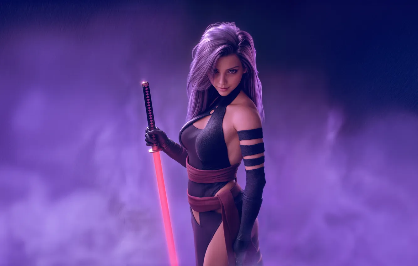 Фото обои psylocke, strikes, superheroine