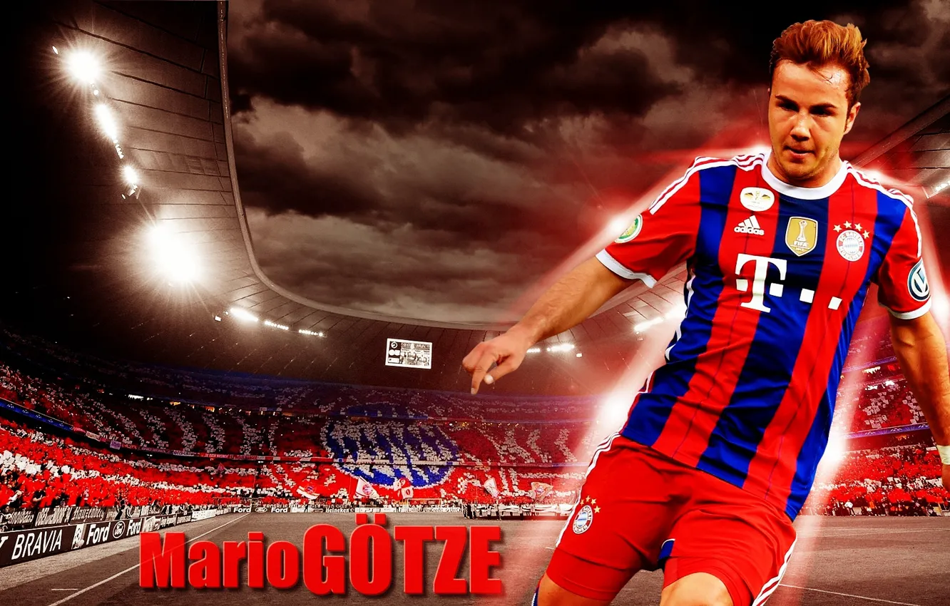 Фото обои wallpaper, sport, stadium, football, player, FC Bayern Munchen, Allianz Arena, Mario Gotze