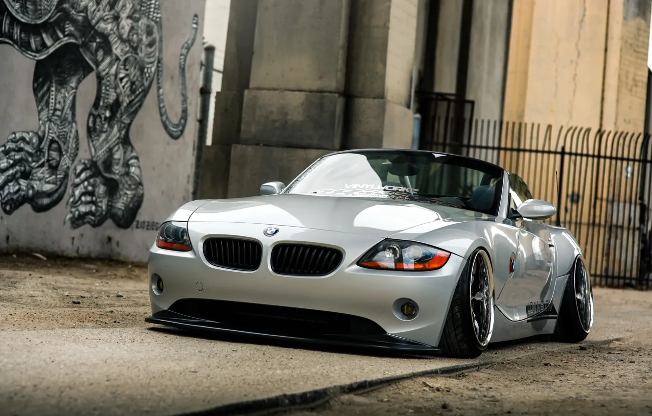 Фото обои car, бмв, родстер, tuning, автообои, bmw z4, hq wallpaper, low ride