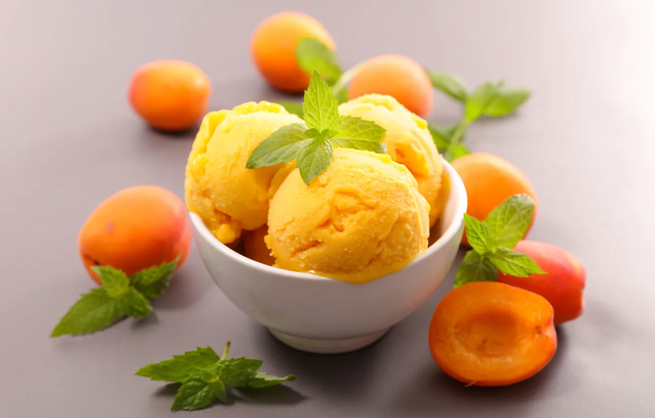 Фото обои мороженое, абрикос, мята