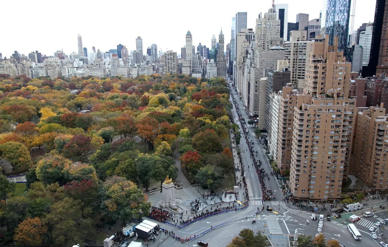 Фото обои USA, United States, skyline, trees, New York, Manhattan, NYC, New York City
