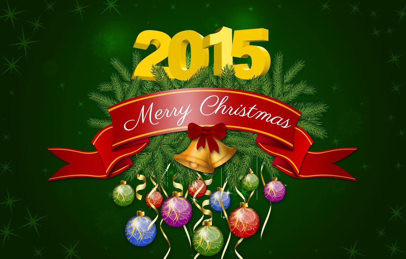 Фото обои Happy New Year, Christmas, Green, New Year, December, Merry Christmas, Holiday, 2015