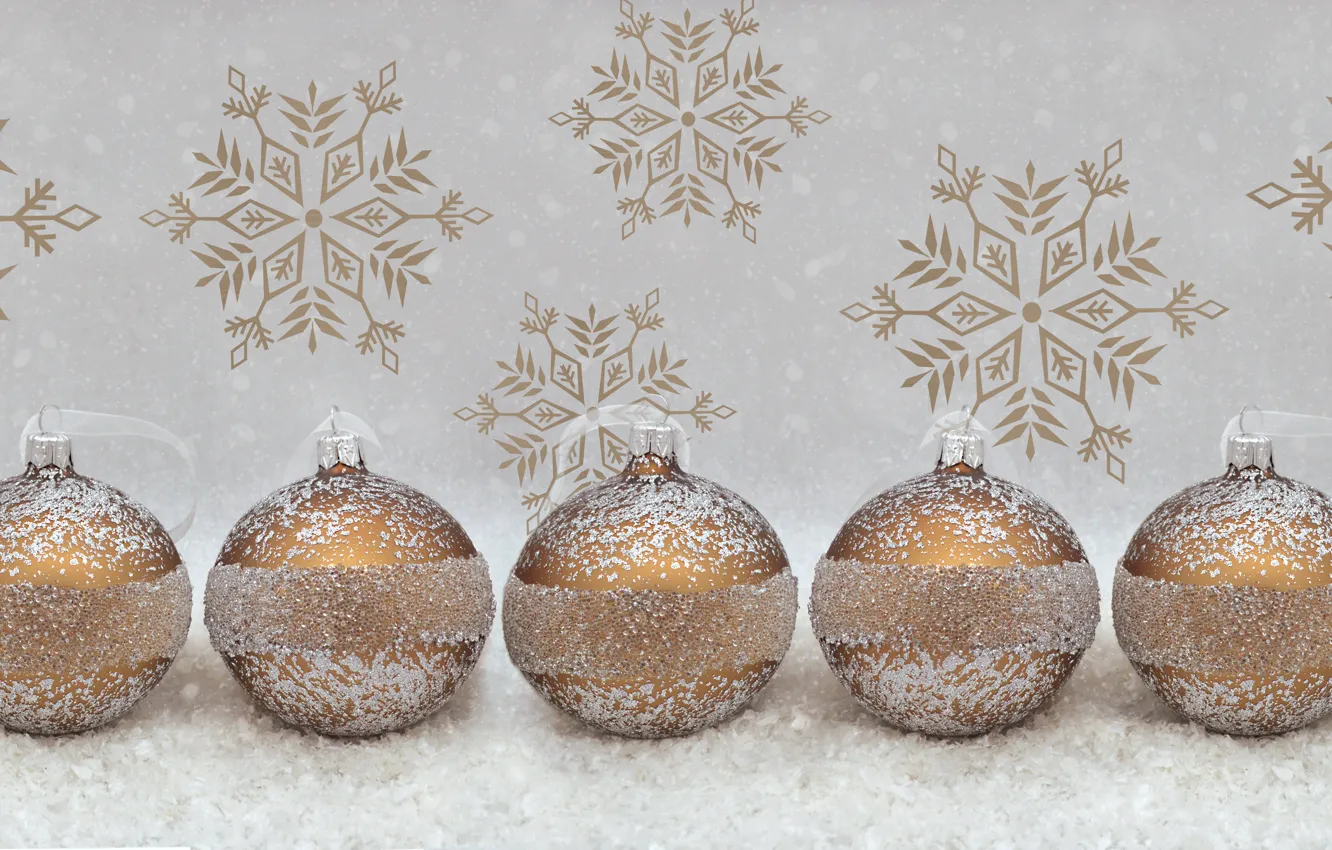 Фото обои шарики, снежинки, праздник, Рождество, Новый год, ёлочные игрушки, новогодние декорации