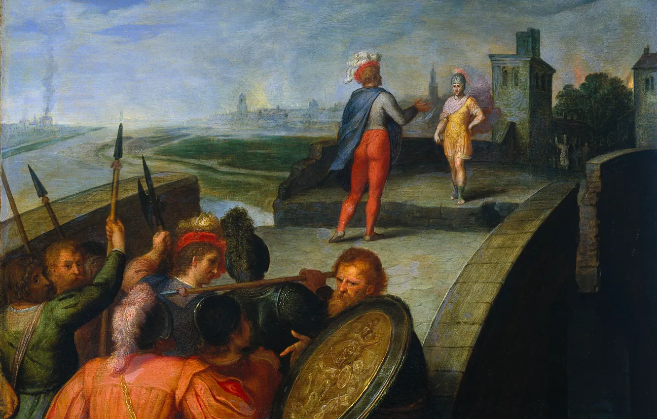 Фото обои масло, картина, 1613, Отто ван Веен, Otto van Veen, Мирные переговоры между Клавдием Цивилисом и