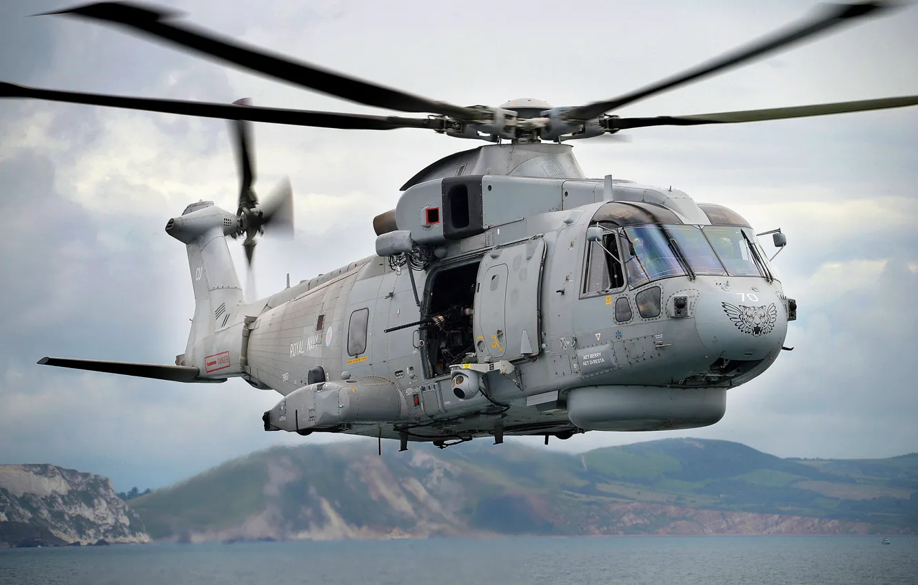 Фото обои Вертолет, AgustaWestland, Королевские ВМС, Royal Navy, AgustaWestland AW101, Merlin HM.Mk 1