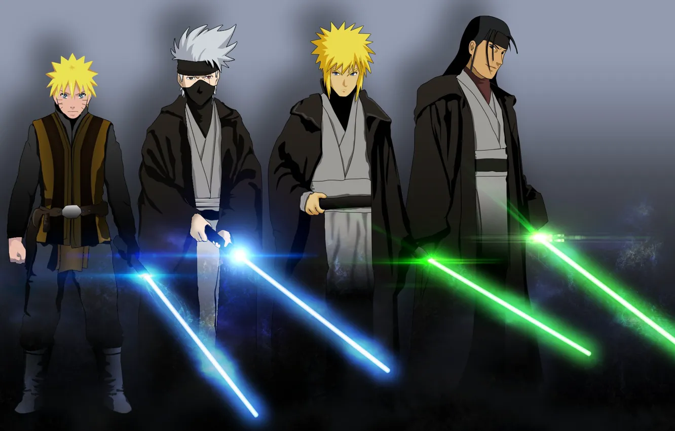 Фото обои Star Wars, game, Naruto, anime, ninja, asian, jedi, manga