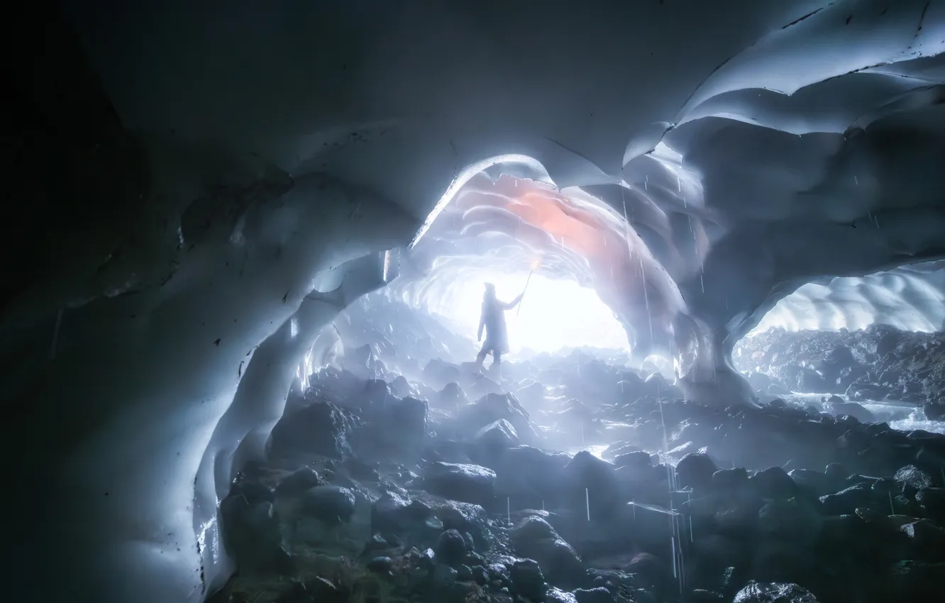 Фото обои ice, man, glacier