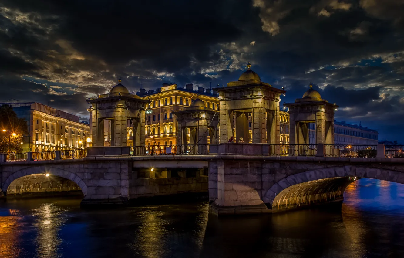 Фото обои Lomonossov bridge, Saint Petersbourg, Russie