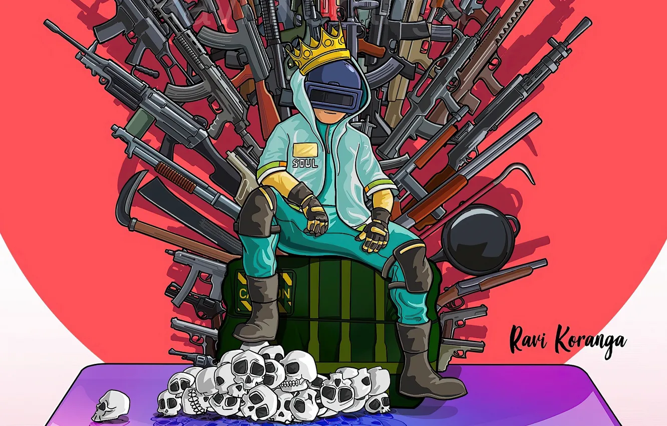 Фото обои оружие, черепа, трон, PlayerUnknown's Battlegrounds