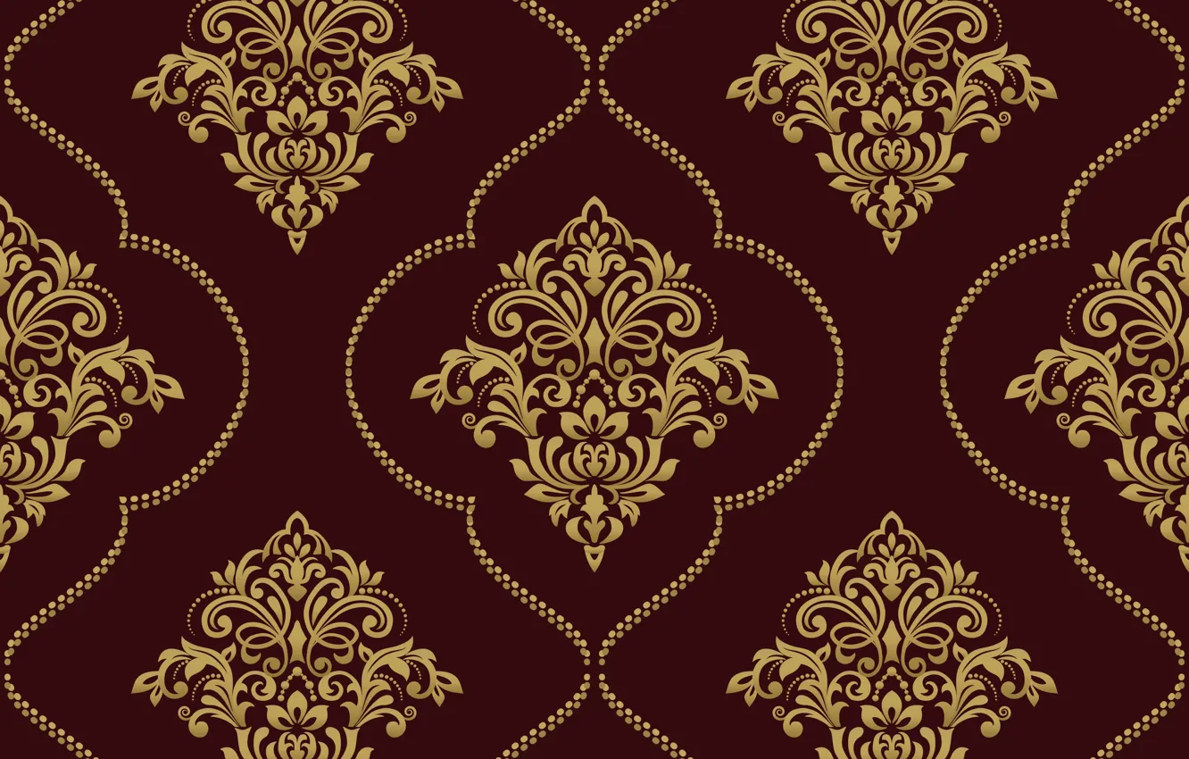 Фото обои vector, золотой, орнамент, pattern, ornament, seamless, damask