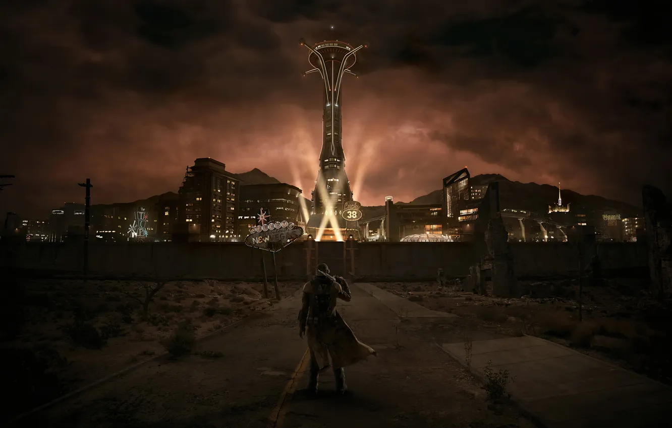 Фото обои город, игра, арт, Fallout: New Vegas