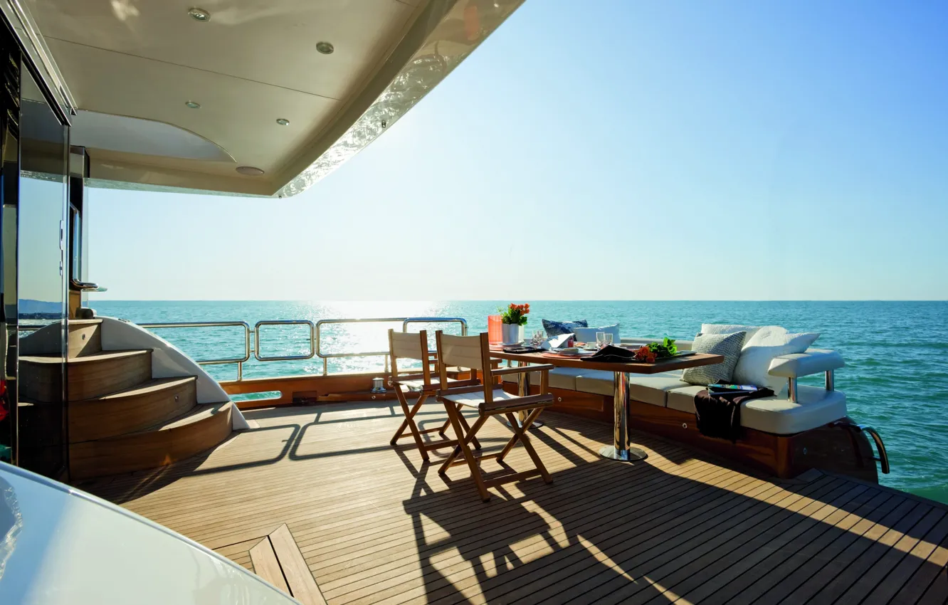 Фото обои luxury, yacht, cockpit, dinner, deck, motor, Magellano