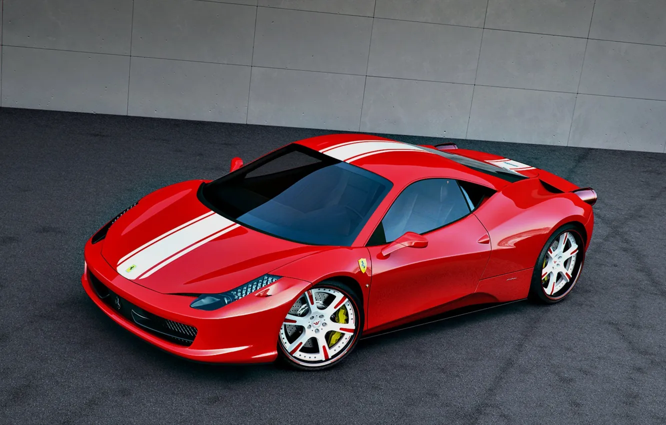 Фото обои красный, Ferrari, 458, 2011, Wheelsandmore, ферари, Italia