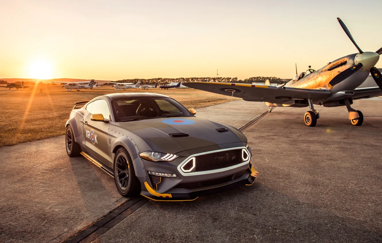 Фото обои закат, Ford, RTR, 2018, Mustang GT, Eagle Squadron