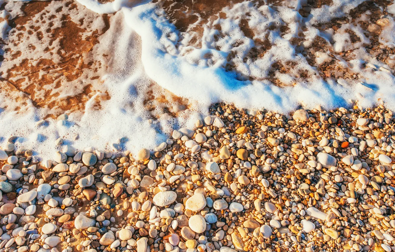 Фото обои sand, stones, foam