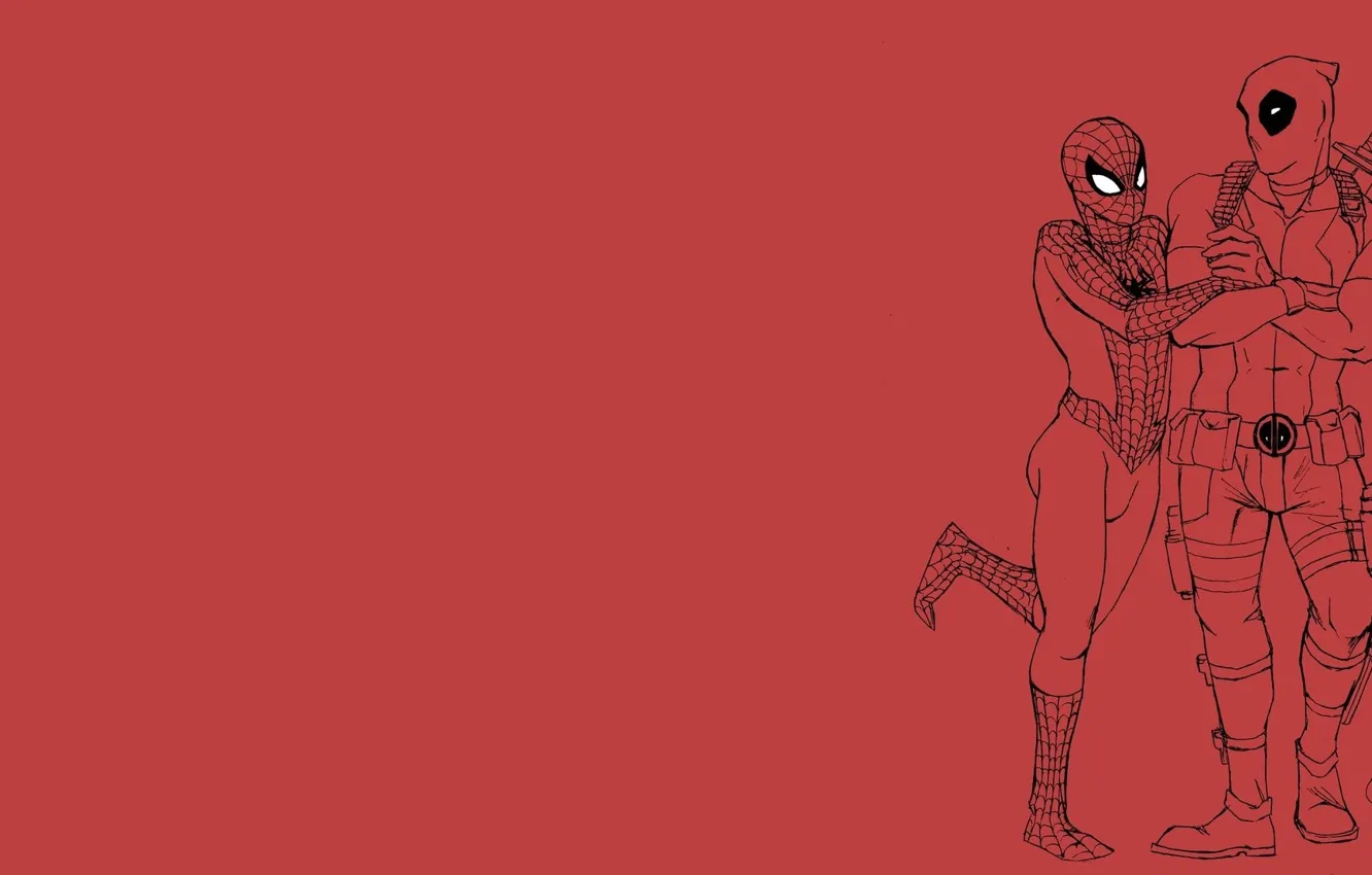 Фото обои красный, spider-man, Deadpool, Дэдпул, comics, Человек-паук, MARVEL, Питер Паркер