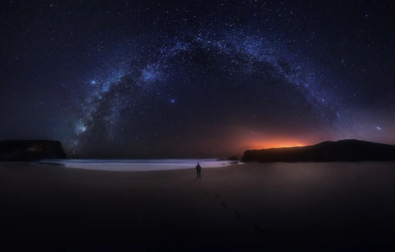 Фото обои Млечный путь, Португалия, Milky Way, Portugal, Природный парк, Vicentine Coast, Natural Park, побережье Висентины