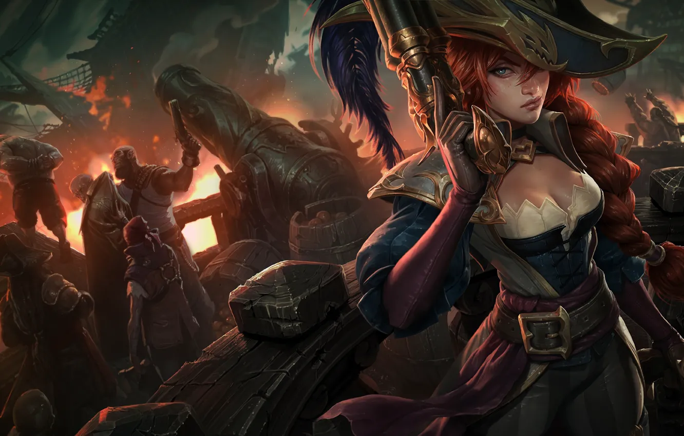Фото обои Art, Game, League of Legends, LoL, Miss Fortune, MOBA, Captain Miss Fortune