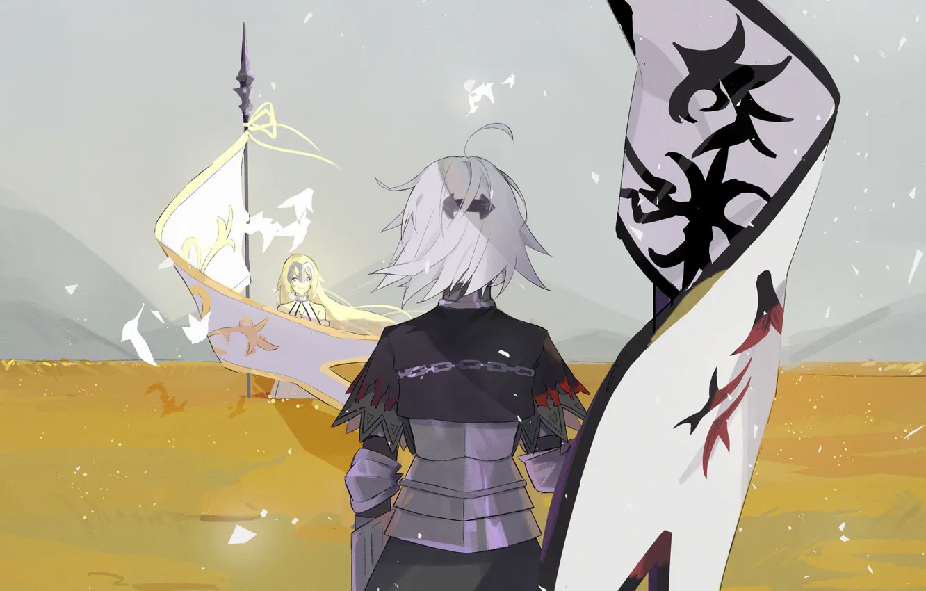 Фото обои девушки, флаги, Fate / Grand Order, Судьба великая кампания