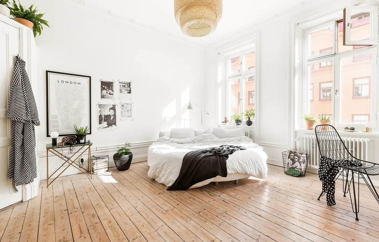 Фото обои комната, интерьер, спальня, скандинавский стиль, Apartment in Stockholm